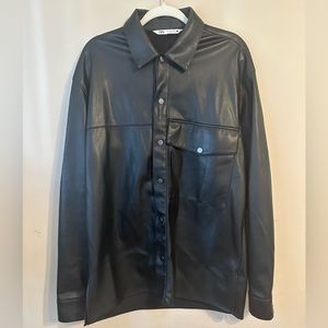 ZARA BLACK VEGAN LEATHER LIGHTWEIGHT JACKET